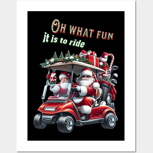 Christmas Santa Golf Cart Wall Art by BrisaArtPrints